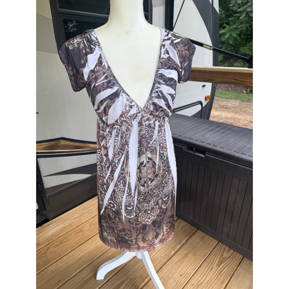 Y2K American Dream Wear Dress Lg Empire V Neck Artsy Fairy Boho V Neck Empire